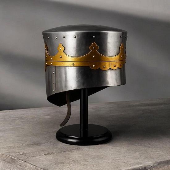 18-Gauge Steel Crusader Knight Helmet  Templar Medieval Cosplay Armor