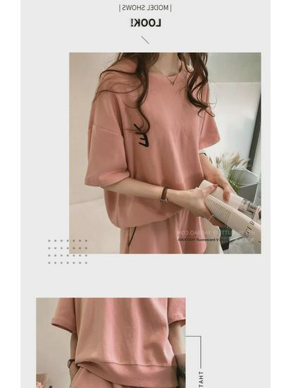 Damen Sommer 2025 Modisches Lockeres Kurzarm-Shorts Zweiteiliges Set für Freizeit, Laufen und Studentenbekleidung