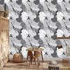 Tropical Leaves Wallpaper in Shades of Gray for Living Room and Bedroom 50x1000