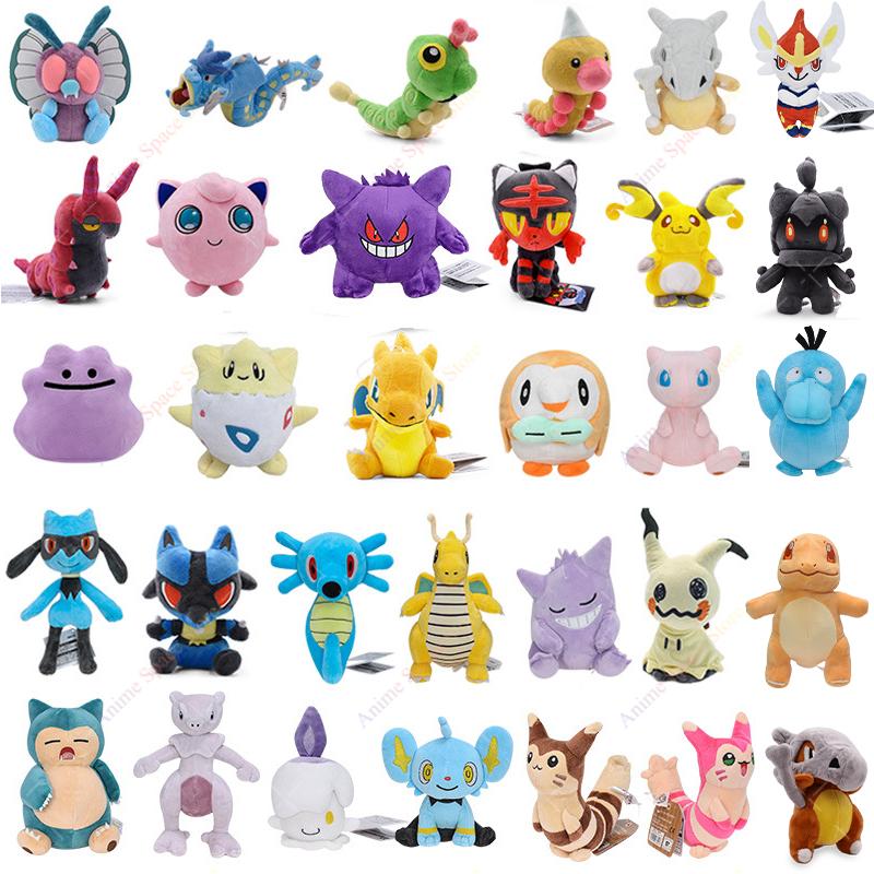 Lucario Plush Dolls Toys Anime Garchomp Riolu Shiny Mimikyu Porygon Bidoof Ninetales Soft Stuffed Animal Peluche Gifts