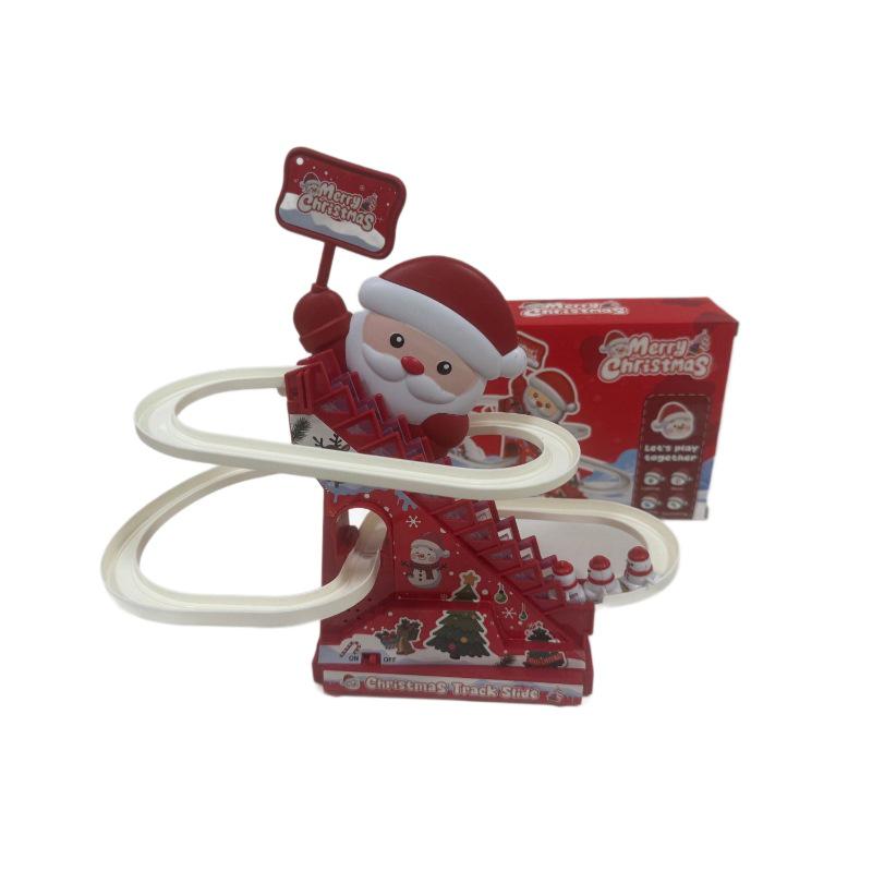 Electric Track Stair Climbing Santa Light and Music Toy for Kids