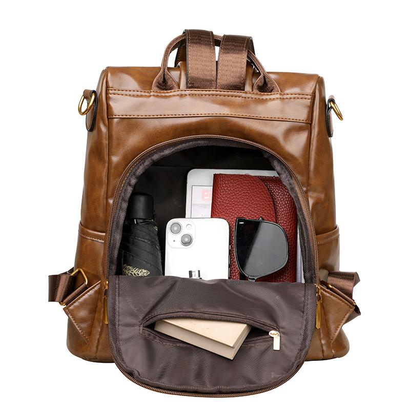 Soft Leather Letter Backpack Women's College Style Backpack Large Capacity Travel Bag