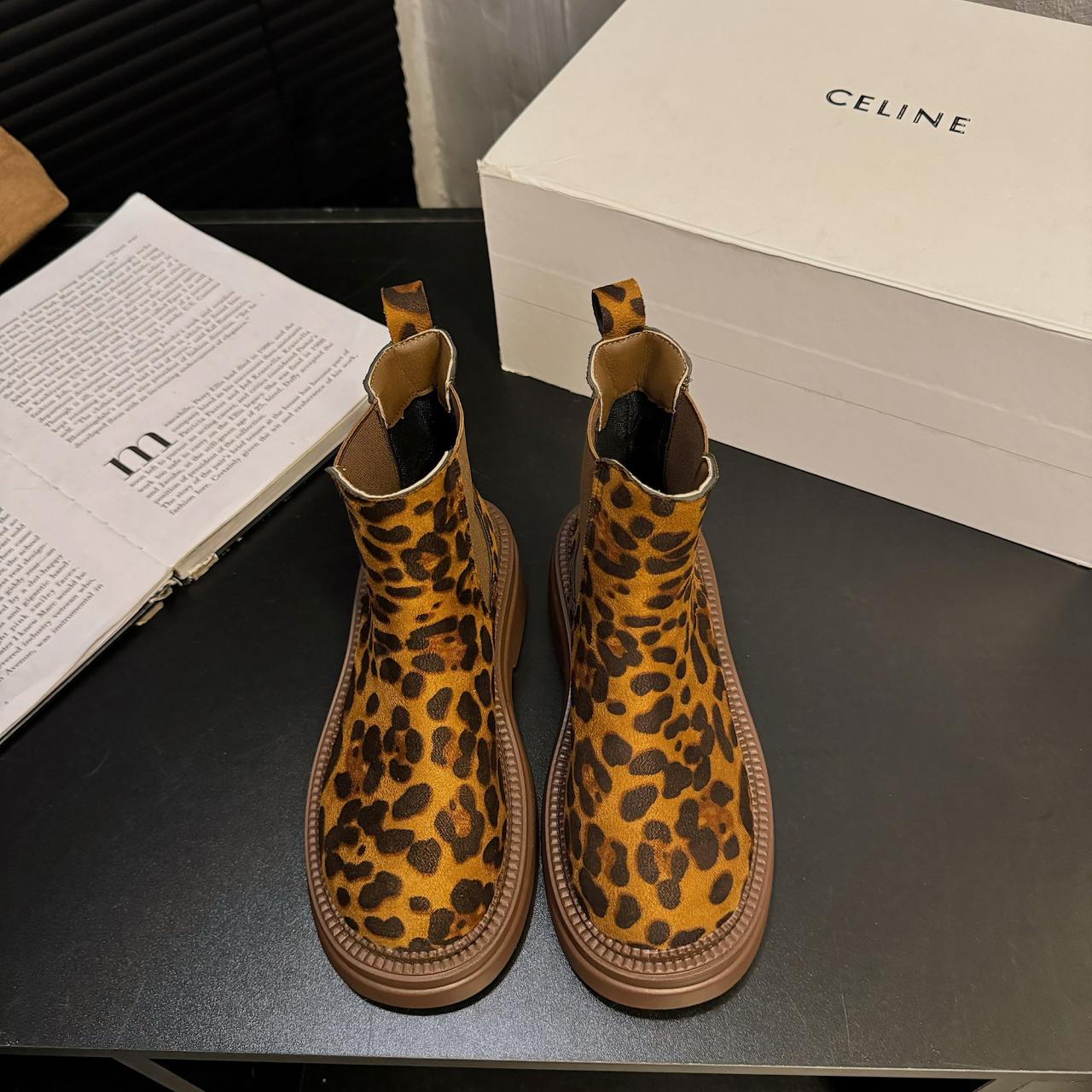 

Ботильоны на платформе с леопардовым принтом, женская обувь, массивные каблуки «челси», замшевые осенние трендовые женские ботинки 2024 года, дизайн, зима, снег, Botas Mujer 40 леопардовый