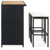 Bar Table Set Poly Rattan Black Wooden Tabletop Steel Frame Stable Seating Cushion Pub Dining Set Us Local Shipping