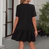 Women's Fashion Summer Round Neck Short Sleeve Patchwork Color Casual Dresses