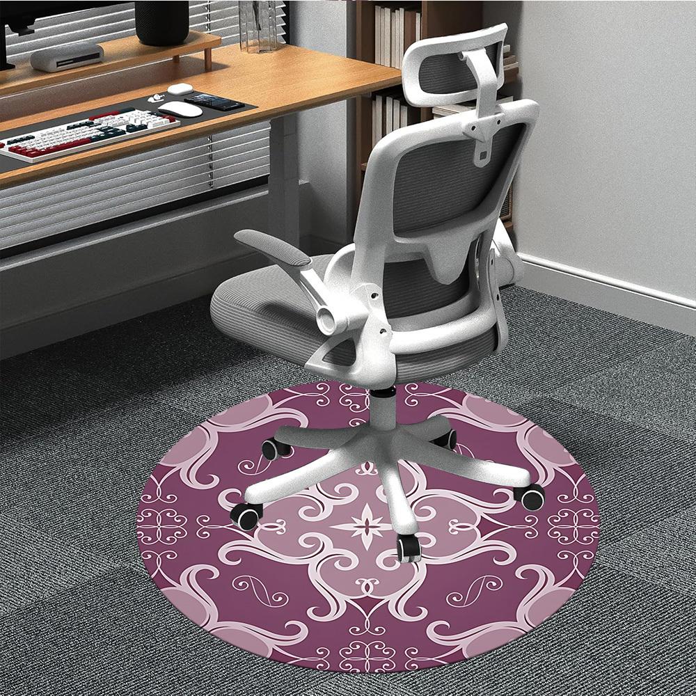1pc Floral Ornament Carpet, Round Non Slip Durable Large Size Office Carpet, Suitable for Office 80cm