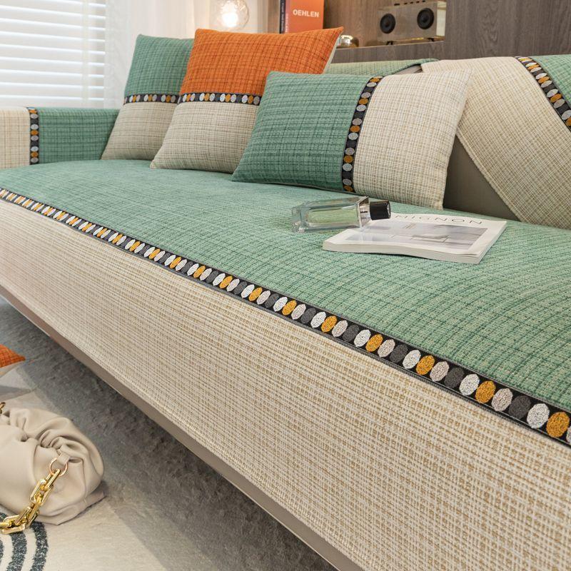 Nordic Embroidery Chenille Sofa Cushion Knitting Sofa Cover Towel For Living Roon Decoration Splicing Non-slip Couch Cover 1pcs