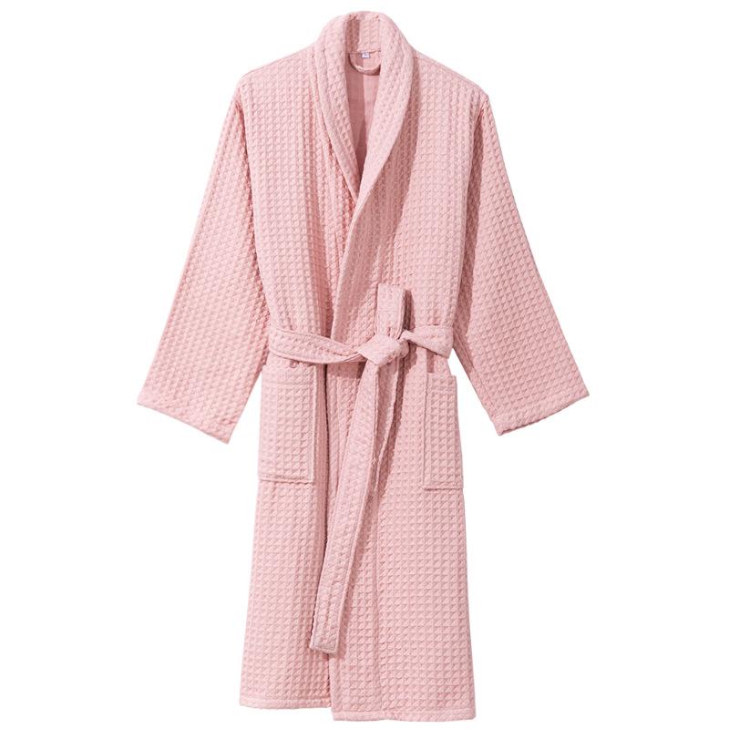 Unisex Waffle Yukata Bathrobe - Thickened Cotton for Autumn/Winter, Ideal for Couples & Star Hotels
