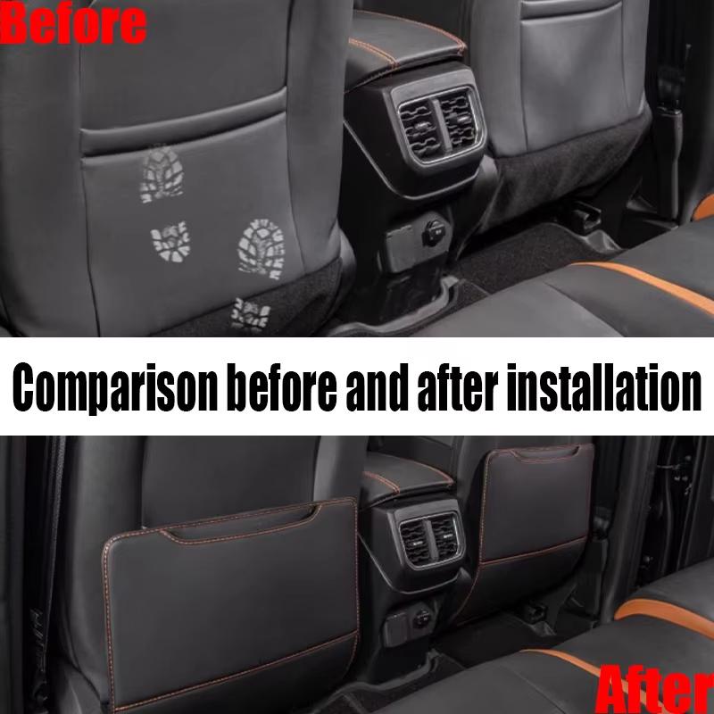 Anti Kick Pad Seat Backrest For Ford Ranger T9 2025 Easy Clean Seatback Mat Leather Auto Interior Upgrade Parts Car Accessories