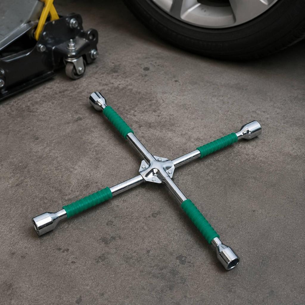 Heavy Duty 20-Inch Cross Wrench with Four Socket Ends Carbon Steel Lug
