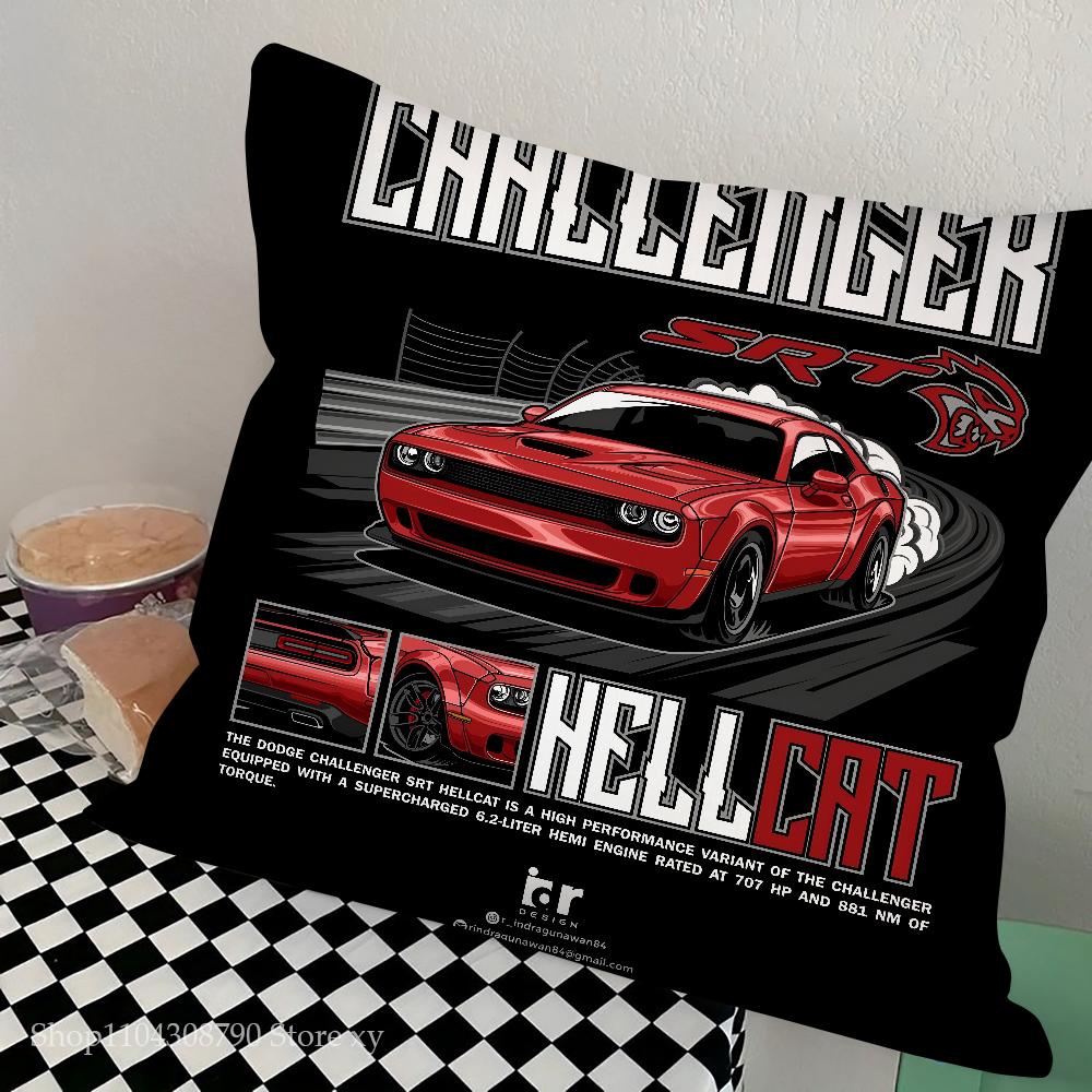 

Dodge Challenger Srt Наволочка Квадратна Подушка Спальня Диван Відпочинок Комфортна Подушка Автомобиль Вітальня Домашній Декор 16x16Inch