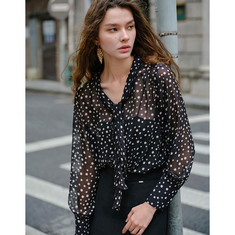 Women's Polka Dot Long Sleeve Shirt