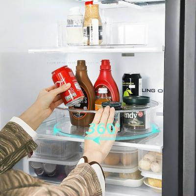 Vassoio Rotante a 360° Lazy Susan Organizer Frigorifero Piatto Girevole Vassoio Portaoggetti Trasparente Organizer Conservazione Cibo Porta Spezie Organizer Cucina
