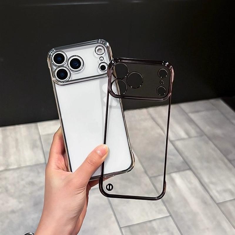 Plating Clear Frameless Phone Case for iPhone 17 Pro Max Ultra-Thin Hard PC Shell for iPhone Air 17Pro Bumper