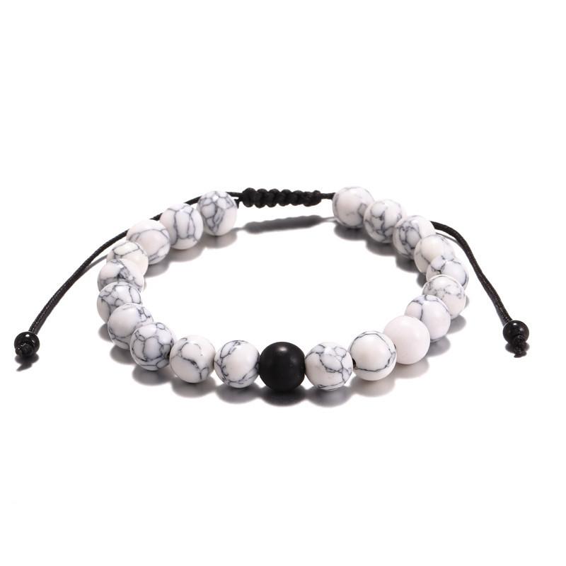 Hot-selling fashion retro black matte turquoise woven bead set bracelet men's adjustable couple bracelet