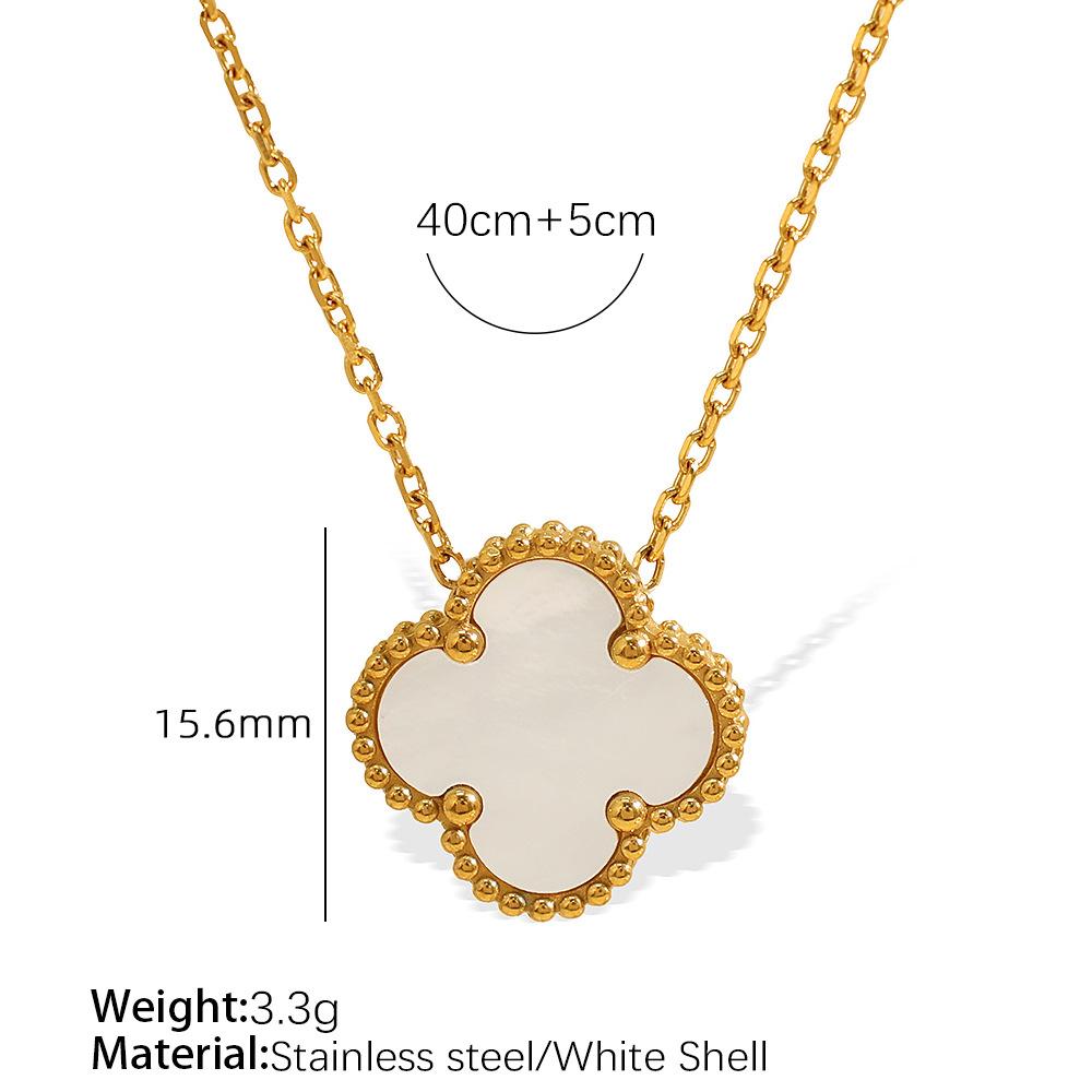 

Ожерелье из титановой стали с эффектом выцветания, нишевый дизайн, ожерелье с четырехлистным клевером Shell