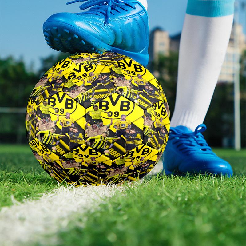 Borussia Dortmund Print Size 5 Soccer Ball, PU Wear Resistant Football for Match Training and Daily Practice, Birthday Gift for Soccer Fans