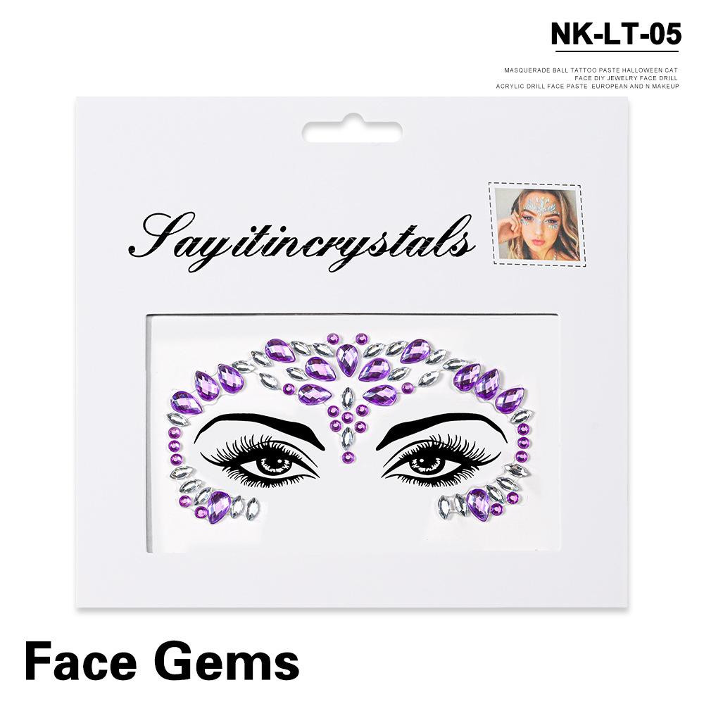 Adesivo per tatuaggio in cristallo Glitter Eyeliner Sopracciglio Trucco Viso Occhi Diamante Tatuaggio temporaneo Adesivi per eyeliner 3D con strass rock