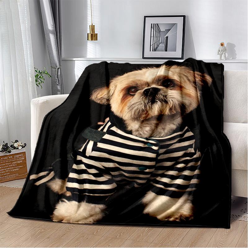 Ковдра з мультяшним хаскі, самоє, чихуахуа, померанський шпіц Кокі, м'яка ковдра для дому, спальні, дитяча ковдра для дивана