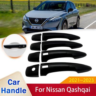 Dla Nissan Qashqai 3 J12 Błyszczący czarny Smart Door Handle Cover Naklejka Wykończenie samochodu Dekoracja Stylizacja Akcesoria Gadżet