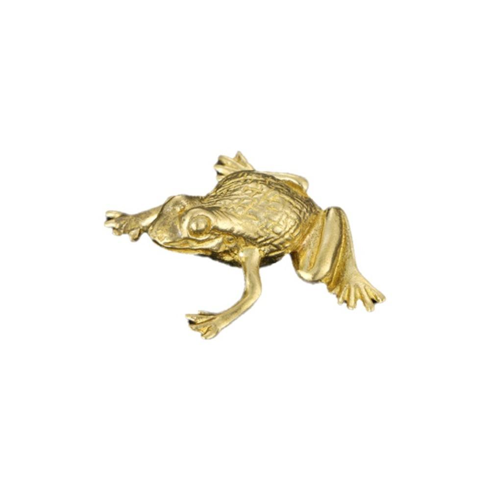 Solid Brass Brass Toad Figurine Retro Style Tea Pet Ornament Golden Toad Statue  Desktop Decoration