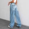 Women High Waist Wide Leg Jeans Loose Baggy Denim Pants Vintage Washed Casual Long Trousers