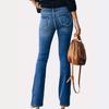 Women's Button-Up Elastic Slim Fit Flared Denim Pants