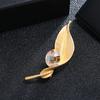 Luxury temperament dumb gold brooch female morrow plant pearl flower pin suit simple brooch with jewelry