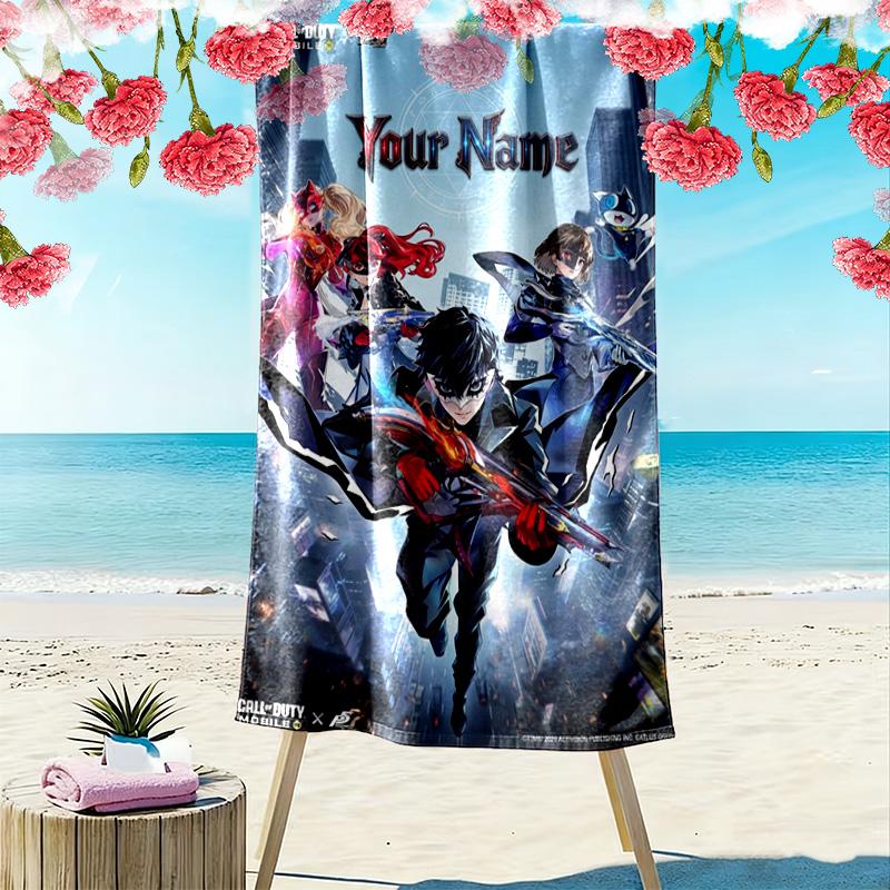 Name Custom Persona 5 Game Print Beach Towel, Large Soft Quick Dry Towel for Beach Camping Swimming