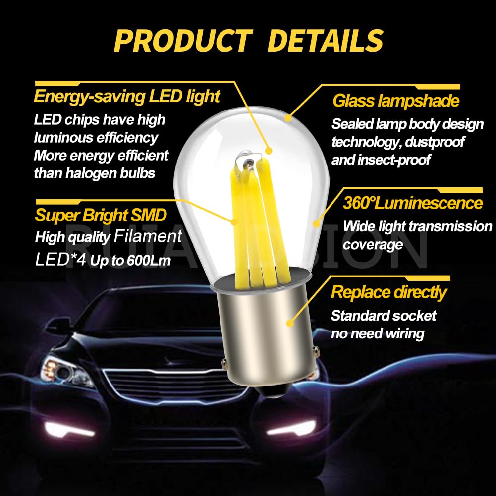 Ruiandsion BA15S 1156 LED Bulb White 48V AC/DC, 1141 1003