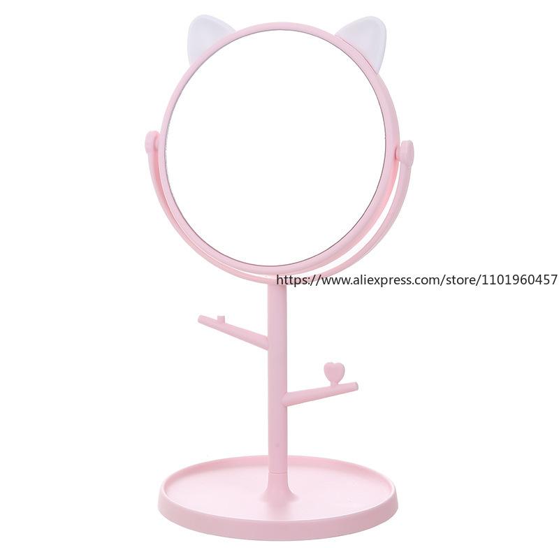 Cat Ear Vanity Mirror High-Definition Tabletop Rotatable Makeup Mirror Creative Princess-Style Mirror for Girls' Dressing Table