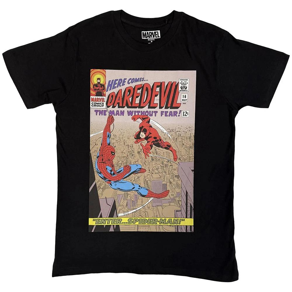 Marvel Comics T-Shirt: Daredevil Enter Spider-Man (Black) OFFICIAL NEW S