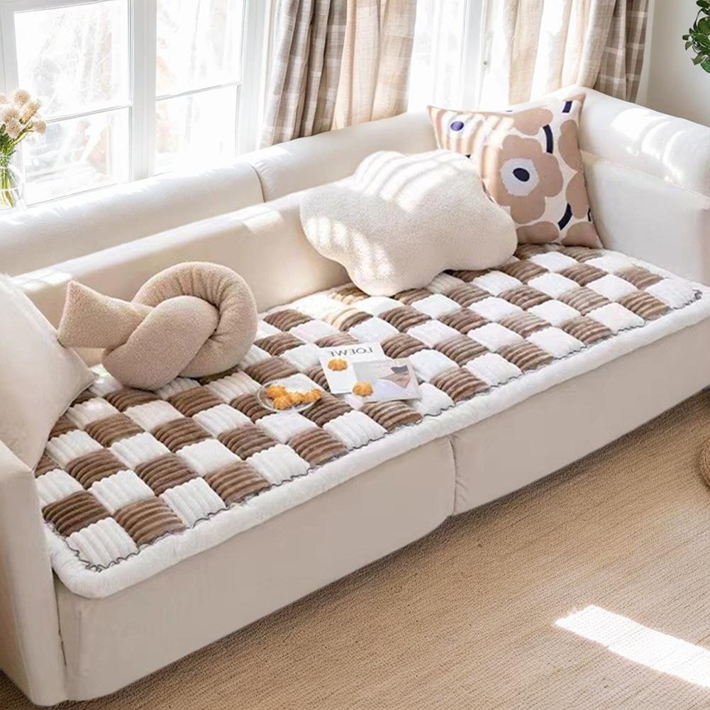 Non-slip Couch Cushion Thickened Warm Anti Slip Seat Cushion Sofa Cover Comfortable Plush Sofa Cushion Winter Plush Couch Cover