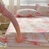 Pink Blooming Flowers Pattern Fitted Sheet Set 3Pcs Romantic Skin Friendly Comfortable Soft Mattress Cover with Elastic Band