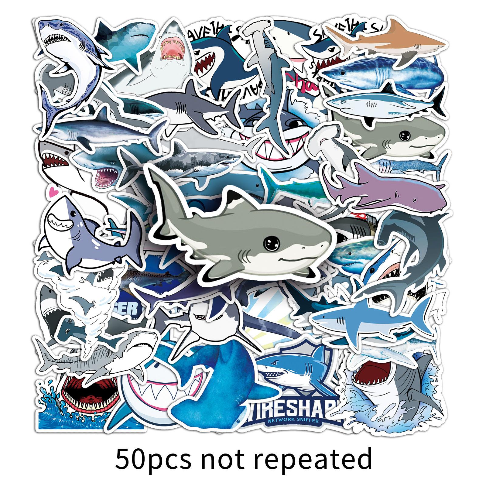 

50 Shark Graffiti Personality Cross-marine Life Creative Guka Decorative Skateboard Water Cup Suitcase Stickers Waterproof