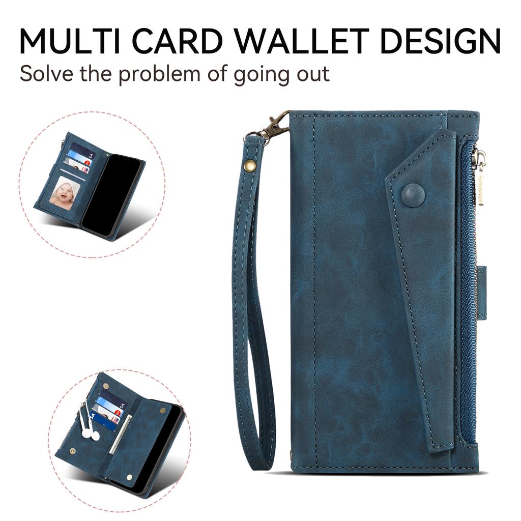 ESEBLE Star Series For iPhone 16 Pro Max Case Zipper Wallet Anti-Drop PU Leather Phone Cover