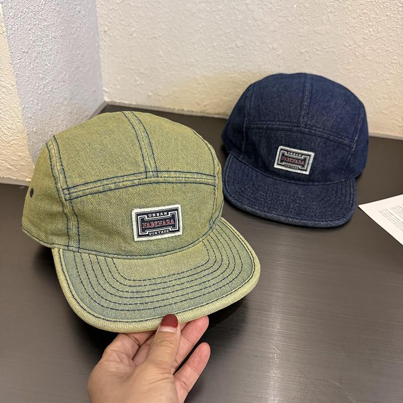 Vintage Denim Baseball Cap With Wide Brim Adjustable Sun Hat For Streetwear Men Women