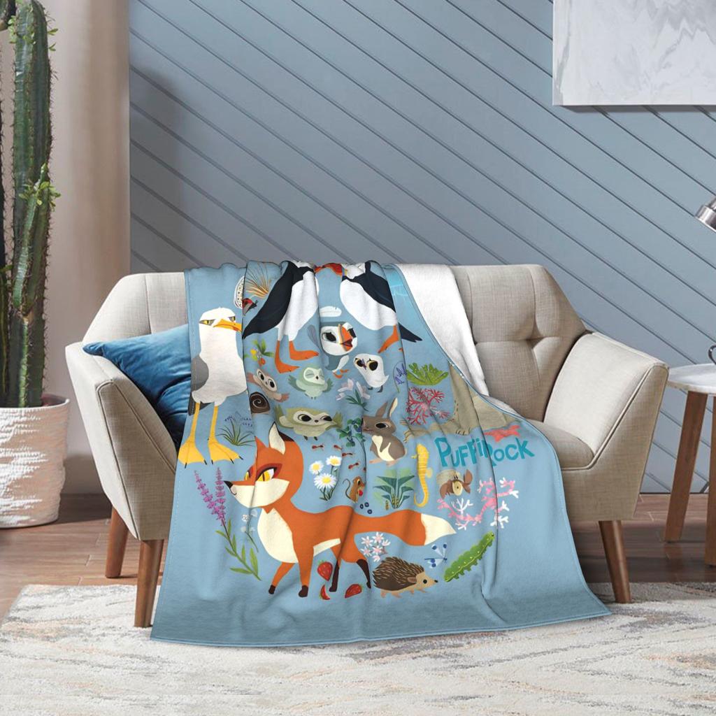 Puffin Rock Oona Baba Fashion Blankets Fleece Cartoon TV Watercolor Soft Throw Fashion Blanket for Bedding Throws Quilt Multi-function