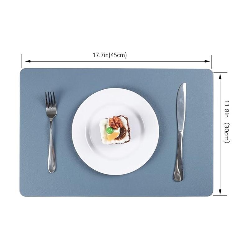 1/6/10PCS Placemats Leather Table Mats Waterproof Heat-Resistant Easy to Clean for Dining Table Set Kitchen Table Light Blue