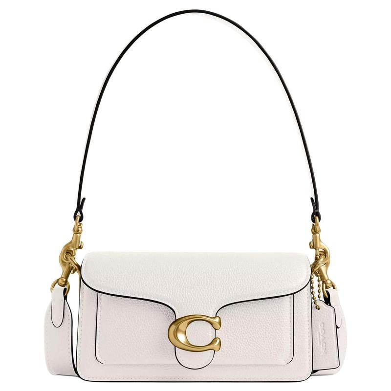 Coach Tabby 20 Logo Snap Fastening Polished Pebbled Leather Handy Crossbody Shoulder Bag Small Women's Chalk
