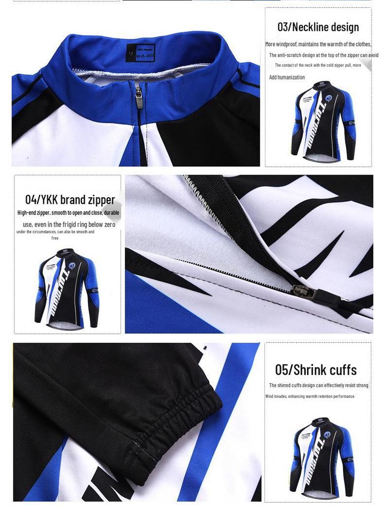 Unisex Fleece-Lined Cycling Set: Long Sleeve Top & Pants for Autumn/Winter