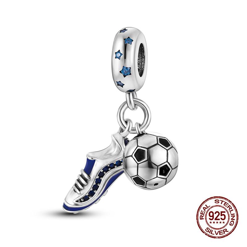 Copper Color Basketball Football Badminton Sports Series Charms Beads Fit Pandach Original Bracelets Diy Jewelry Gifts