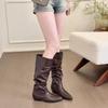 2025 New Autumn and Winter Stacking Boots Women's Inner Height Increase High Boots But Knee Boots Small Square Head Versatile Knight Boots