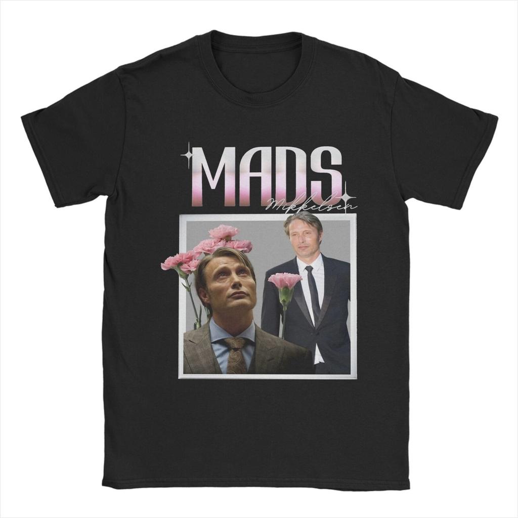 I Love Mads Mikkelsen Pattern T-shirt Men and Women Fashion Casual Tee 100% Cotton Loose Large T-shirt Fun Humorous Emoji Pack