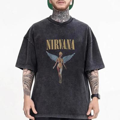 Fashion Team Nirvana Street Short Sleeve Men'S And Women'S High Nir Loose Cotton Nat Shirt Rock