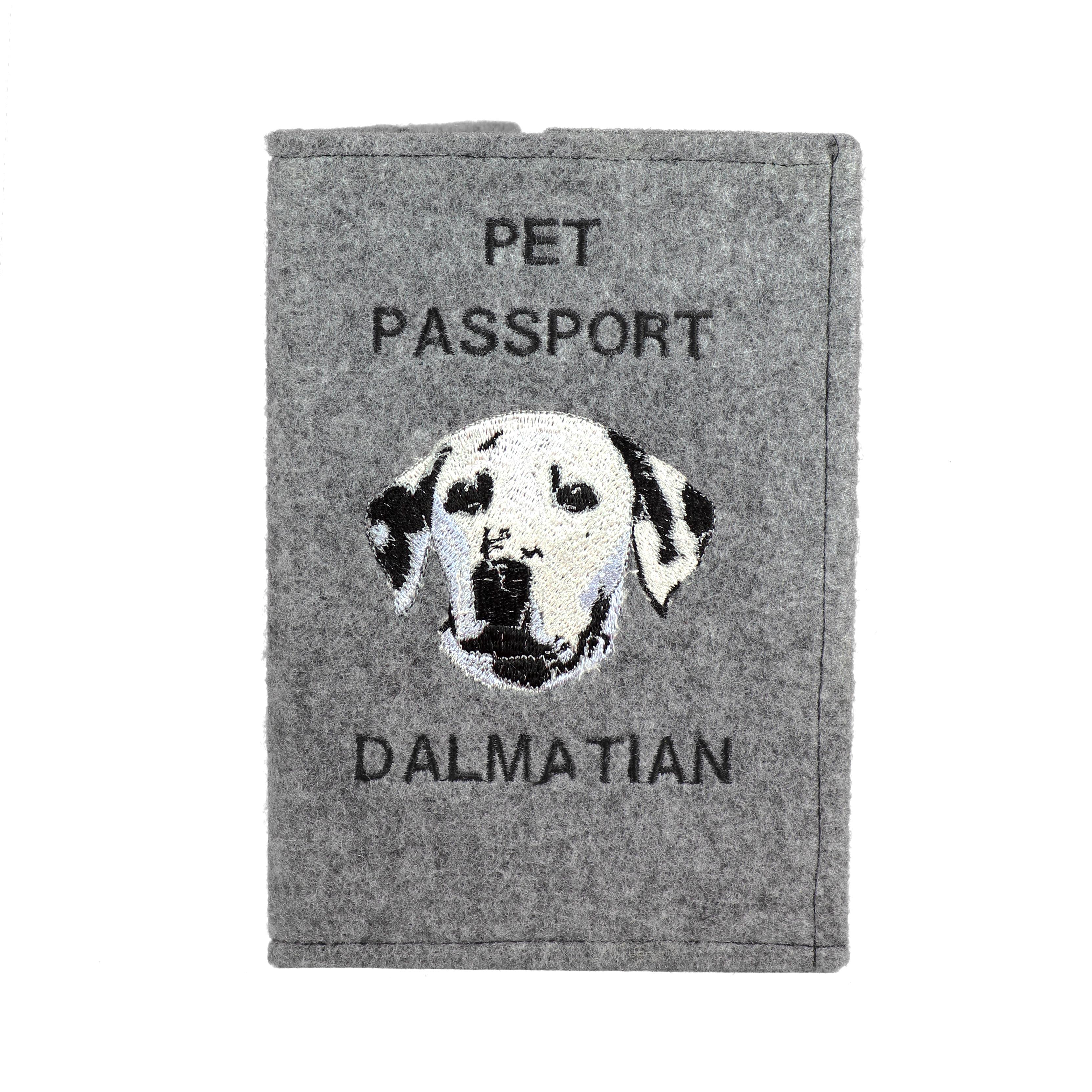 

Dalmatian, Carriage Dog, Spotted Coach Dog - Dog passport case, document case, gift for the traveller from the Art-Dog brand сірий колір