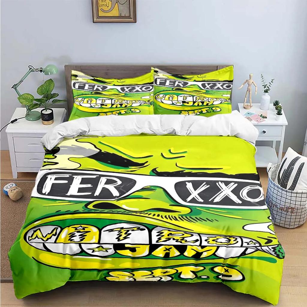 Fashion Pop Singer Ferxxo Feid Print Bedding Sets Bed Supplies Set Duvet Cover Bed Comforter Set Bedding Set Luxury Birthdaygift