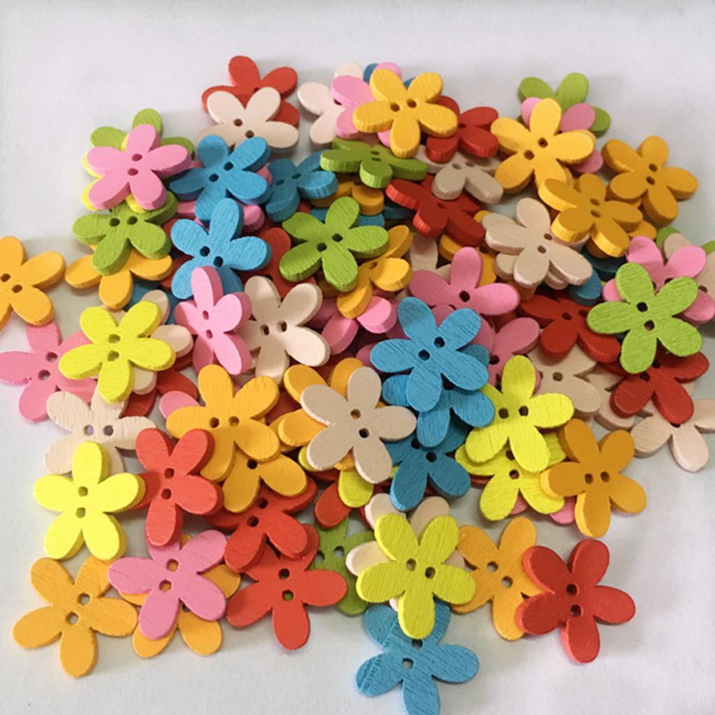 100 Pieces Multicolor 15x15mm 2 Holes Mixed Decorative Buttons Fit Sewing Crafts