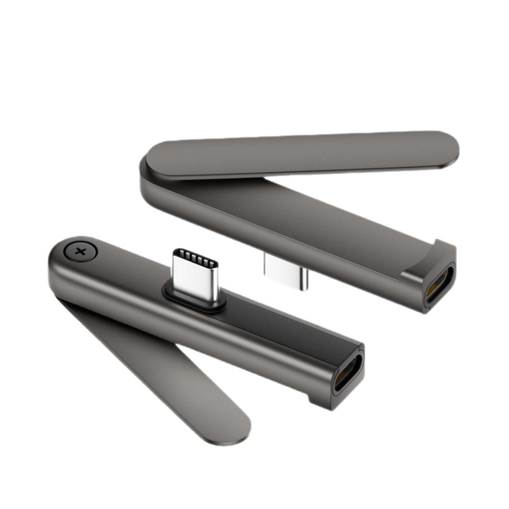 2PCS Type-C Male To Female Adapter with Foldable Phone Stand, 240W Max Fast Charging & Data Transfer 2-in-1 Portable Desktop Cell Phone Holder