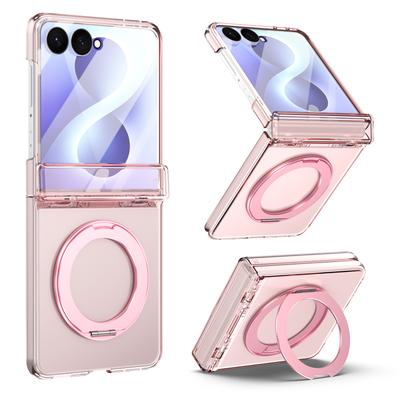 360 Degree Rotatable Metal Ring Magnetic Case For Samsung Galaxy Z Flip 8 7 6 5 4 Stand Cover With Glass Screen Protector